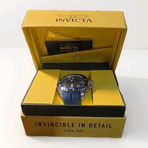 INVICTA PRO DIVER QUARTZ SILICONE STRAP WATCH SILVERTONE/BLACK 30725 SD